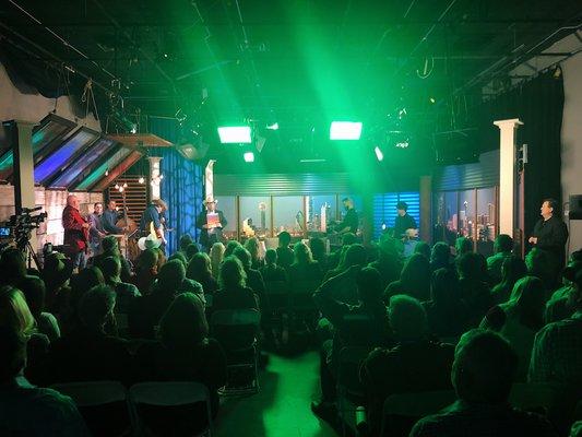 Live studio audience for a talk show.