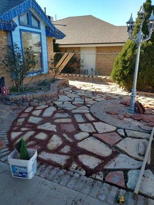 2.2 Flagstone set up starting with a colored grout.