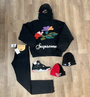 Supreme Jacket, Lanvin Jeans, Jordan 4 Bred