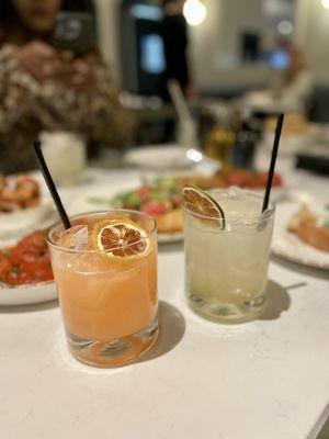 Coconut Margarita (left) and Amaretto Margarita (right)