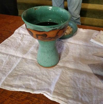 Chalice for communion. (Which is totally optional, but everyone is welcome to participate)