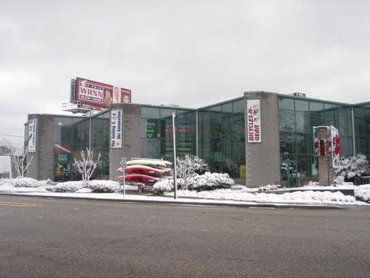 The Sports Corner in Downtown Myrtle Beach on a snowy day.