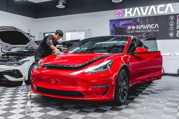 Tesla receiving our Kavaca Paint Protection Film