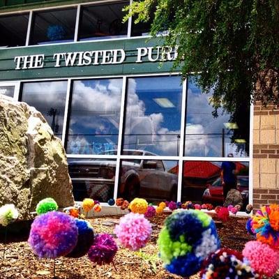 The Twisted Purl grand opening pompom flowerbed