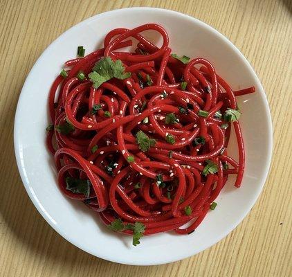 Bucatini (Ruby Noodles w/ Nigella Lawson's recipe)