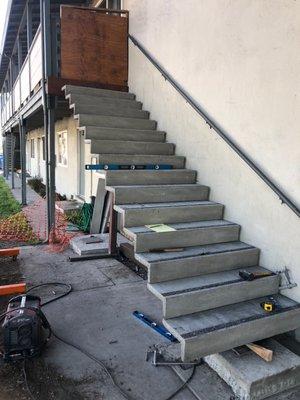 Building steel and concrete steps in Santa Clara Visit Www.Greatmetaldesign.com