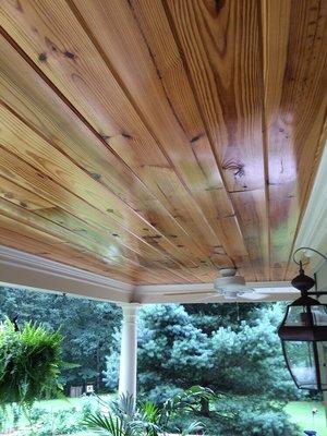 Porch ceiling tongue and groove pine for subtle accents