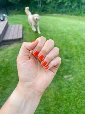 Blood orange gel mani.