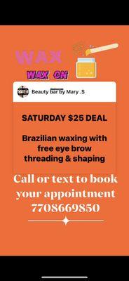 Saturday waxing special