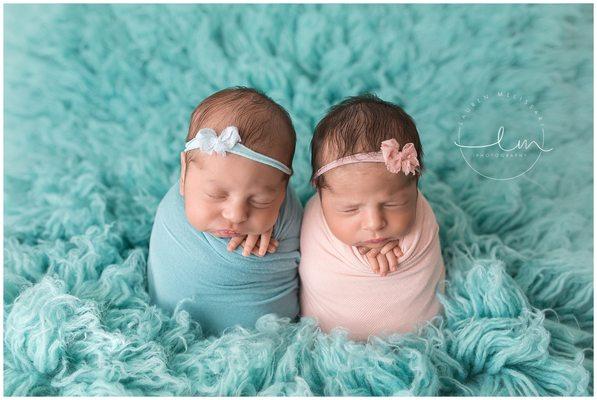 Two sweet newborn twins captured by College Station Family & Newborn Photographer