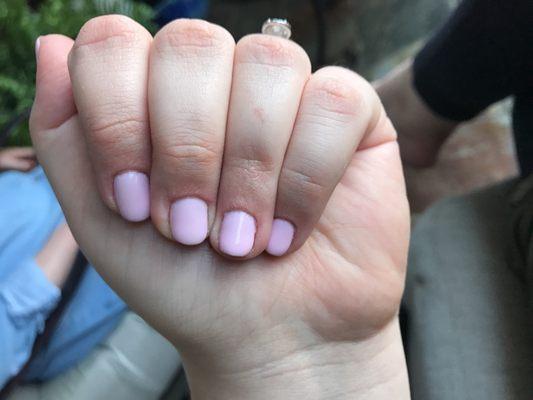 Haley shaped my nails EXACTLY how I like them! :) OPI GEL Manicure. Color is "Mod About You"