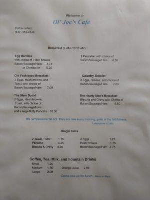 Breakfast Menu