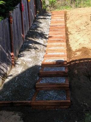 After photo of a landscape stairs project.