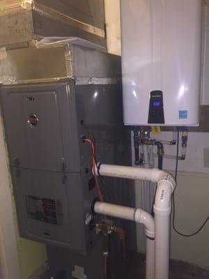 Tank less water heater and heating system change out.