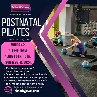 Postnatal Pilates Series hosted every other month at Columbia Birth center