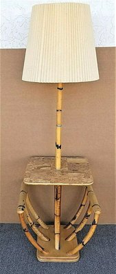 Vintage MCM Bamboo Bentwood Rattan Tiki Hawaiian Boho Table Floor Lamp