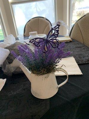 My friend's little watering can gift, with a special purple butterfly.