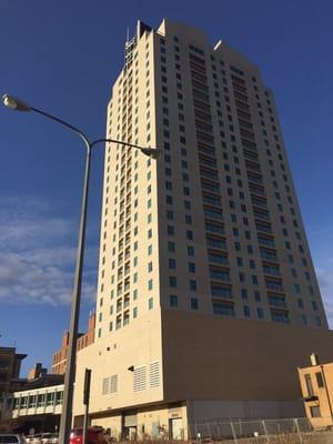 26 floors and it is one of the tallest buildings near the Mayo Clinic.