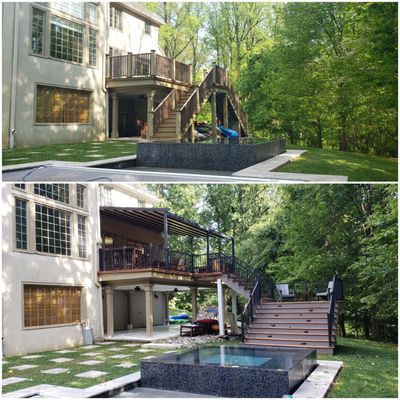 Before and After deck stairs and awning