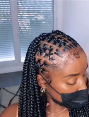 2 strand rubber band knotless braids