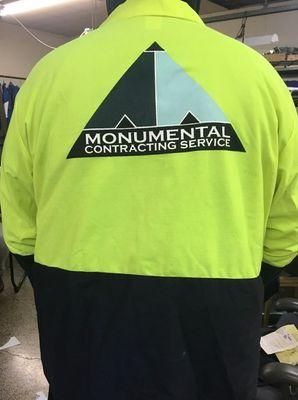 Safety shirt - Monumental Contracting Service - screen printing