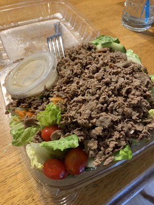 Steak salad delivered.