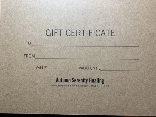 Gift certificates