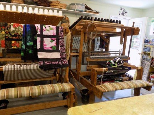 Inside her studio, you can take weaving classes