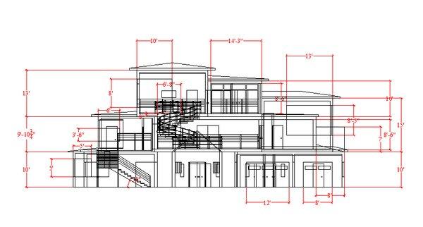 2D Wireframe Elevation View of our Modern Mansion Design