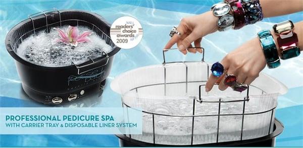 Our pedicure tubs require the use of a disposable liner that is not reusable to help stop the spread of toenail fungus.