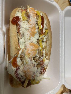 Beef Hot Dog with the works