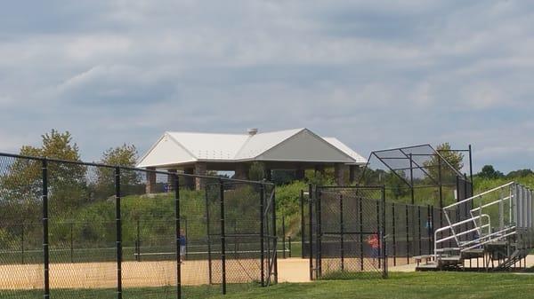 Baseball field and pavilion up top...