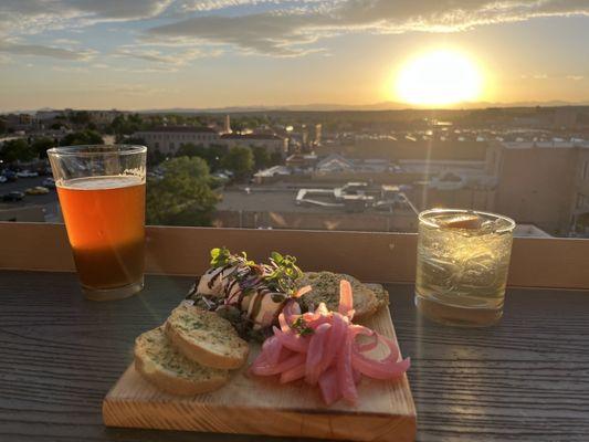 burrata & santa fe pale ale & clarified milk punch