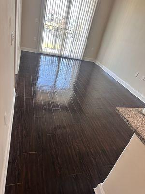 After a vinyl floor cleaning