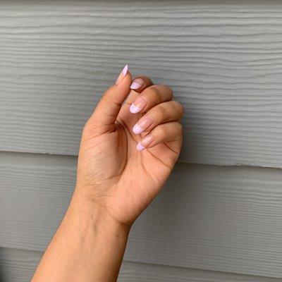 Violet French tips on my real nails for spring break. Trendy yet simple!