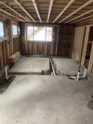 Full house remodel, new plumbing under existing slab.