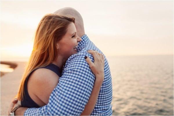 Sunrise engagement session at North Avenue Beach