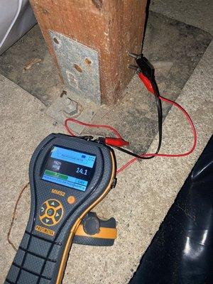 Water damage restoration moisture meter.