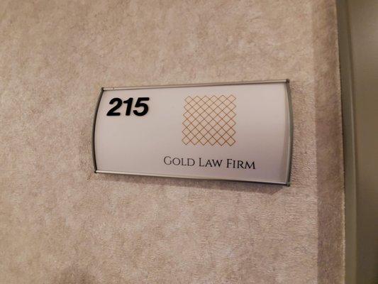 Nameplate for Gold Law Firm