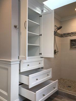 #custom #builtins #master-bathroom #remodel #adjustable #shelves #soft-close #hardware #sprayfinish by @KCQualityContracting