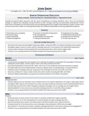 Executive Resume Sample