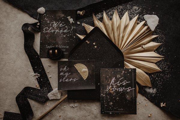 Celestial elopement flatlay