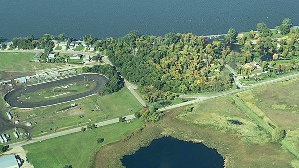 Flying near the lake.