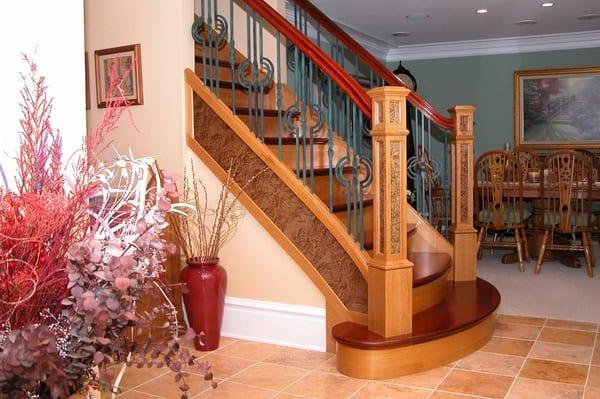 Custom Stair with Curb Stringer/ Box Newels   Specie s used  Walnut, jatoba,Qt White Oak