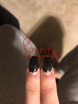 Uneven pointer finger nails