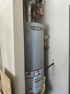 Newly installed gas hot water heater