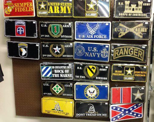 License plates, hats, patches, and more