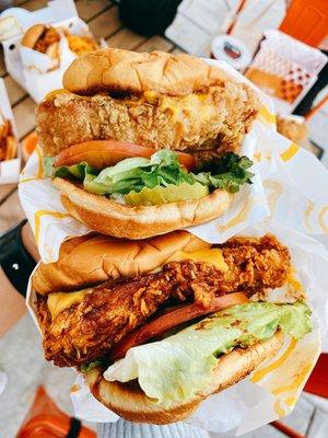 Crispy and Spicy Deluxe Chicken Sandwiches.