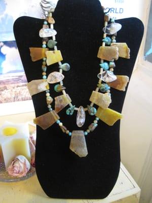 Peruvian Opal with Turquoise and Citrine Necklaces