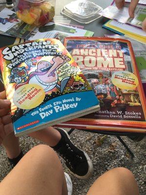 What I picked to read: a captain underpants book and a guide to Ancient Rome.